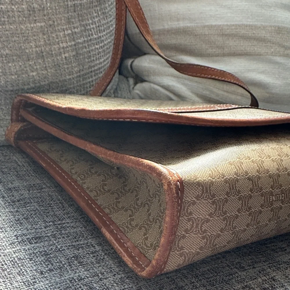 Celine Tan and Brown Patterned Crossbody Bag - Picture 5 of 16